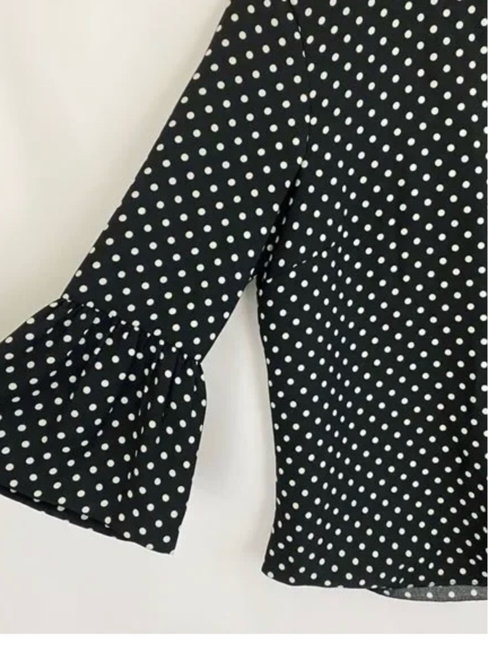 Zara Black Polka Dot Blouse with White Dots - Picture 3 of 5